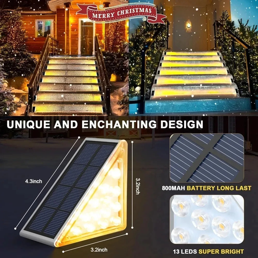 Solar Step Lights, IP67 Waterproof Outdoor Stair and Deck Lighting, 10-LED Warm White Landscape Lights for Patio and Garden - product view 6