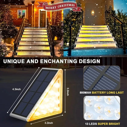 Solar Step Lights, IP67 Waterproof Outdoor Stair and Deck Lighting, 10-LED Warm White Landscape Lights for Patio and Garden - product view 6