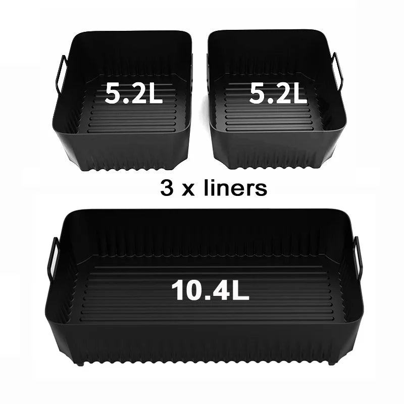 Silicone Air Fryer Liner Set, Non-Stick Reusable Inserts for Ninja AF500UK 10.4L Air Fryer, 3-Piece Baking Accessories - product view 1