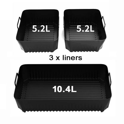 Silicone Air Fryer Liner Set, Non-Stick Reusable Inserts for Ninja AF500UK 10.4L Air Fryer, 3-Piece Baking Accessories - product view 1