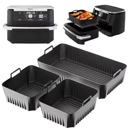 Silicone Air Fryer Liner Set, Non-Stick Reusable Inserts for Ninja AF500UK 10.4L Air Fryer, 3-Piece Baking Accessories - product view 3