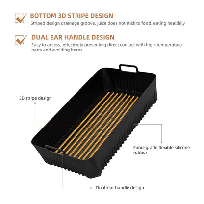 Silicone Air Fryer Liner Set, Non-Stick Reusable Inserts for Ninja AF500UK 10.4L Air Fryer, 3-Piece Baking Accessories - product view 5