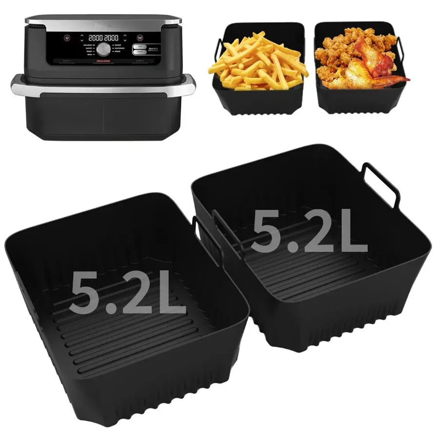 Silicone Air Fryer Liner Set, Non-Stick Reusable Inserts for Ninja AF500UK 10.4L Air Fryer, 3-Piece Baking Accessories - product view 6
