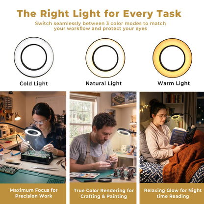 LED Desk Lamp, 5 V DC, Black, Adjustable Task Lighting for Reading, Detailed Work and Desktop Use - product view 2