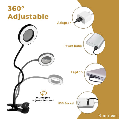 LED Desk Lamp, 5 V DC, Black, Adjustable Task Lighting for Reading, Detailed Work and Desktop Use - product view 4