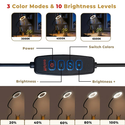 LED Desk Lamp, 5 V DC, Black, Adjustable Task Lighting for Reading, Detailed Work and Desktop Use - product view 6