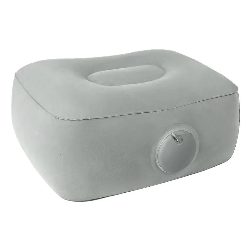 Inflatable Travel Footrest Pillow, Lightweight Rectangle Polyester Cushion in Grey for Airplane, Car, Bus and Office - product view 1