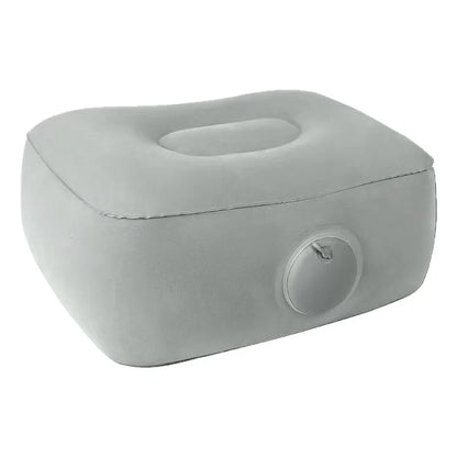 Inflatable Travel Footrest Pillow, Lightweight Rectangle Polyester Cushion in Grey for Airplane, Car, Bus and Office - product view 1