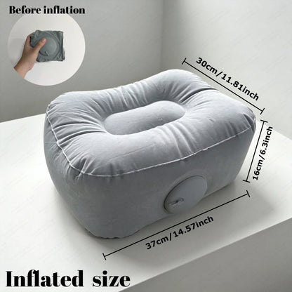 Inflatable Travel Footrest Pillow, Lightweight Rectangle Polyester Cushion in Grey for Airplane, Car, Bus and Office - product view 4
