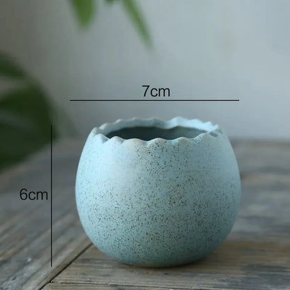 Dragon Egg-Shaped Pottery Planter, Cartoon-Style Decorative Flowerpot for Home and Office Display, Six Design Options - product view 4