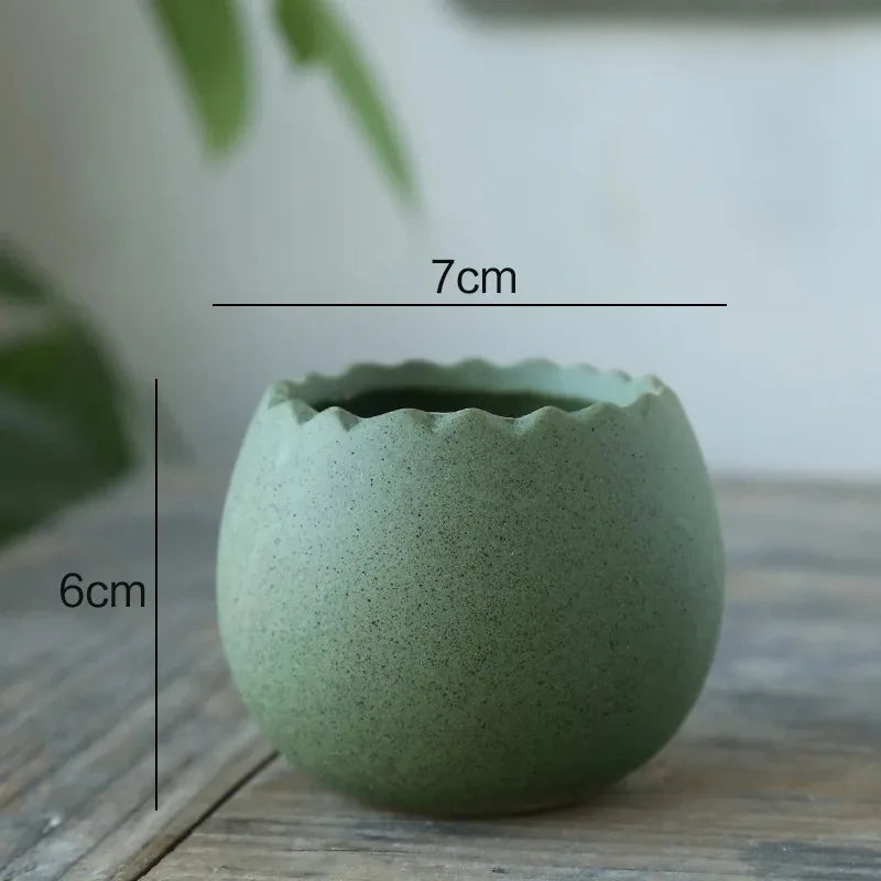 Dragon Egg-Shaped Pottery Planter, Cartoon-Style Decorative Flowerpot for Home and Office Display, Six Design Options - product view 6