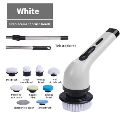 Electric Spin Scrubber with LED Battery Display, Scalable Handle, Strong Magnetic Motor, 3- or 9-Head Options - product view 2