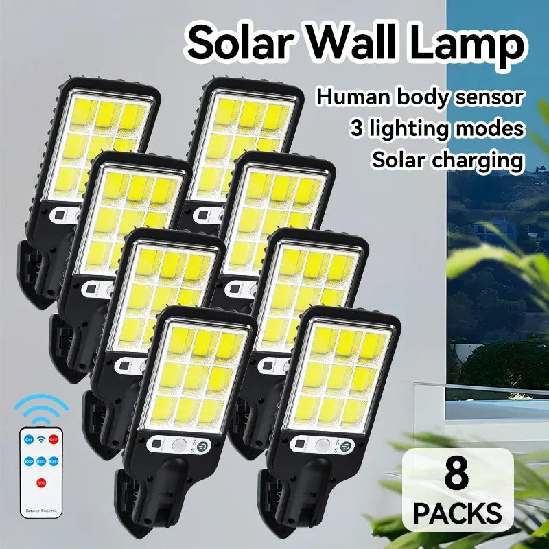 Solar Outdoor LED Wall Lamp, Remote Control, 3 Light Modes and Motion Sensing for Courtyard, Garden, Terrace and Garage - product view 2