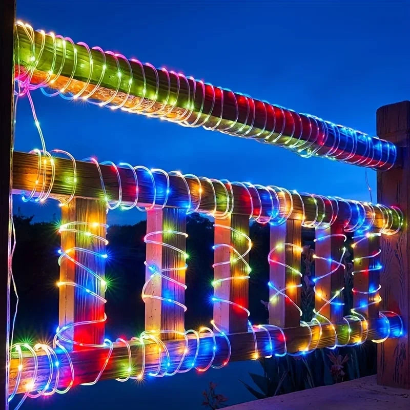 Solar LED Tube Light, 12M 100-LED String, Dimmable Push-Button Garden Decoration with Color Options - product view 6