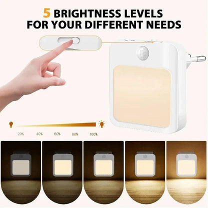 Motion Sensor Night Light, Stepless Dimming, Warm White LED, 100-240V AC Plug-In Table Lamp, EU Plug - product view 3