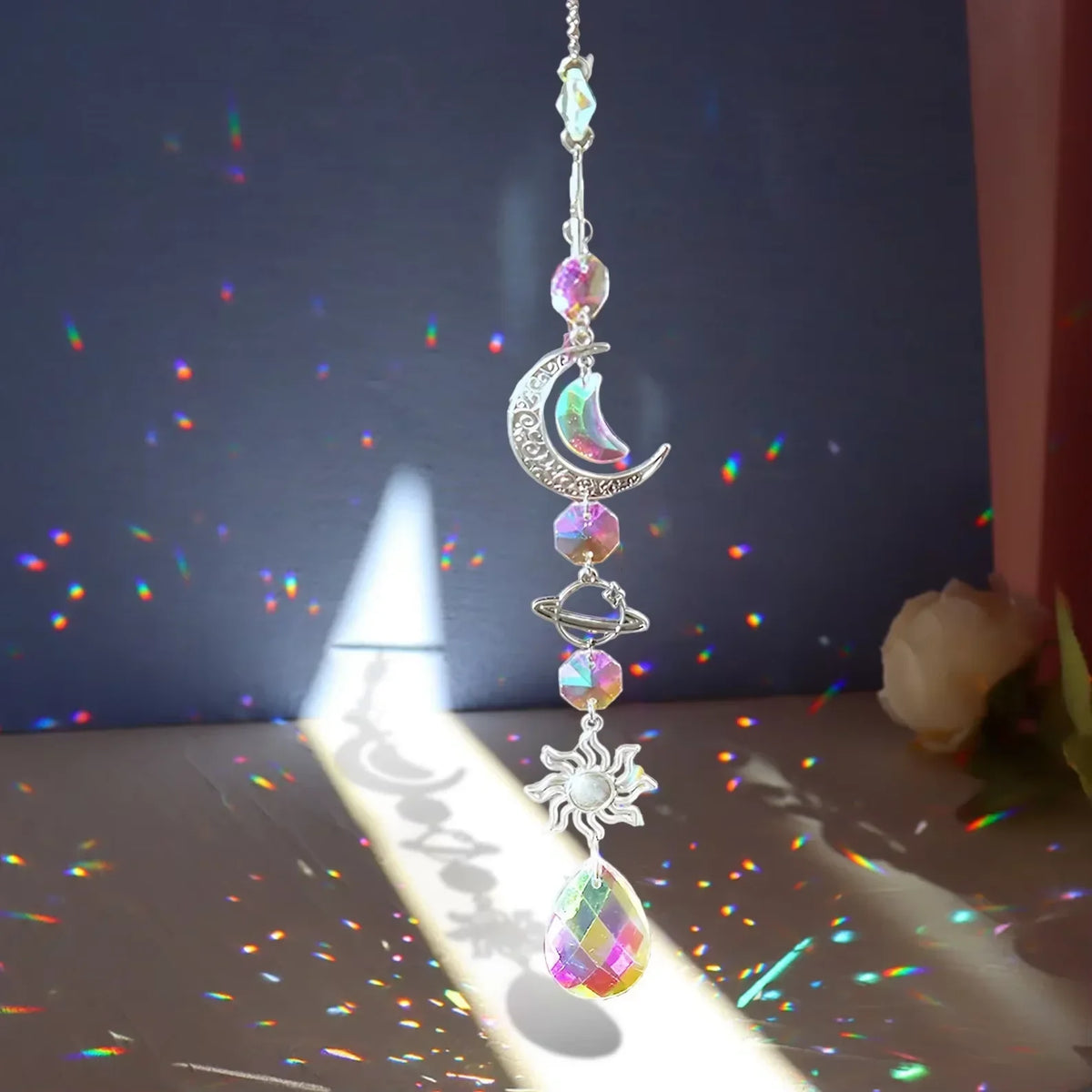 Crystal Wind Chime Rainbow Maker, 38 cm Celestial Dream Catcher Pendant, Indoor Outdoor Home and Garden Decor - product view 1