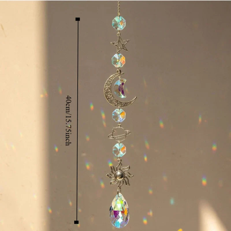 Crystal Wind Chime Rainbow Maker, 38 cm Celestial Dream Catcher Pendant, Indoor Outdoor Home and Garden Decor - product view 6