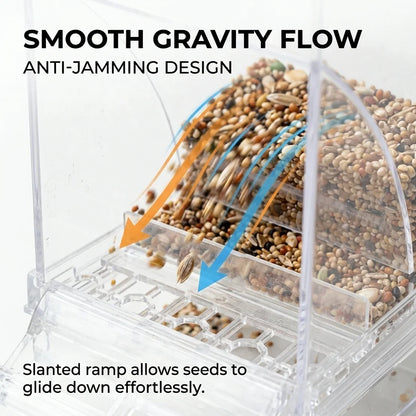 Non-Automatic Bird Feeder, Clear Plastic Spill-Proof Seed Dispenser, Easy-Fill Cage Accessory for Budgies, Parakeets and Finches - product view 3