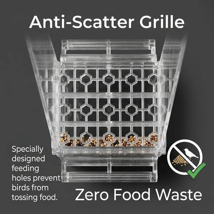 Non-Automatic Bird Feeder, Clear Plastic Spill-Proof Seed Dispenser, Easy-Fill Cage Accessory for Budgies, Parakeets and Finches - product view 5
