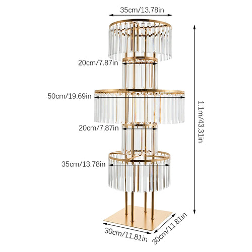 Gold Acrylic Wedding Flower Stand, Freestanding Decorative Vase Display with Electroplated Iron Frame, 1- or 2-Piece Options - product view 1