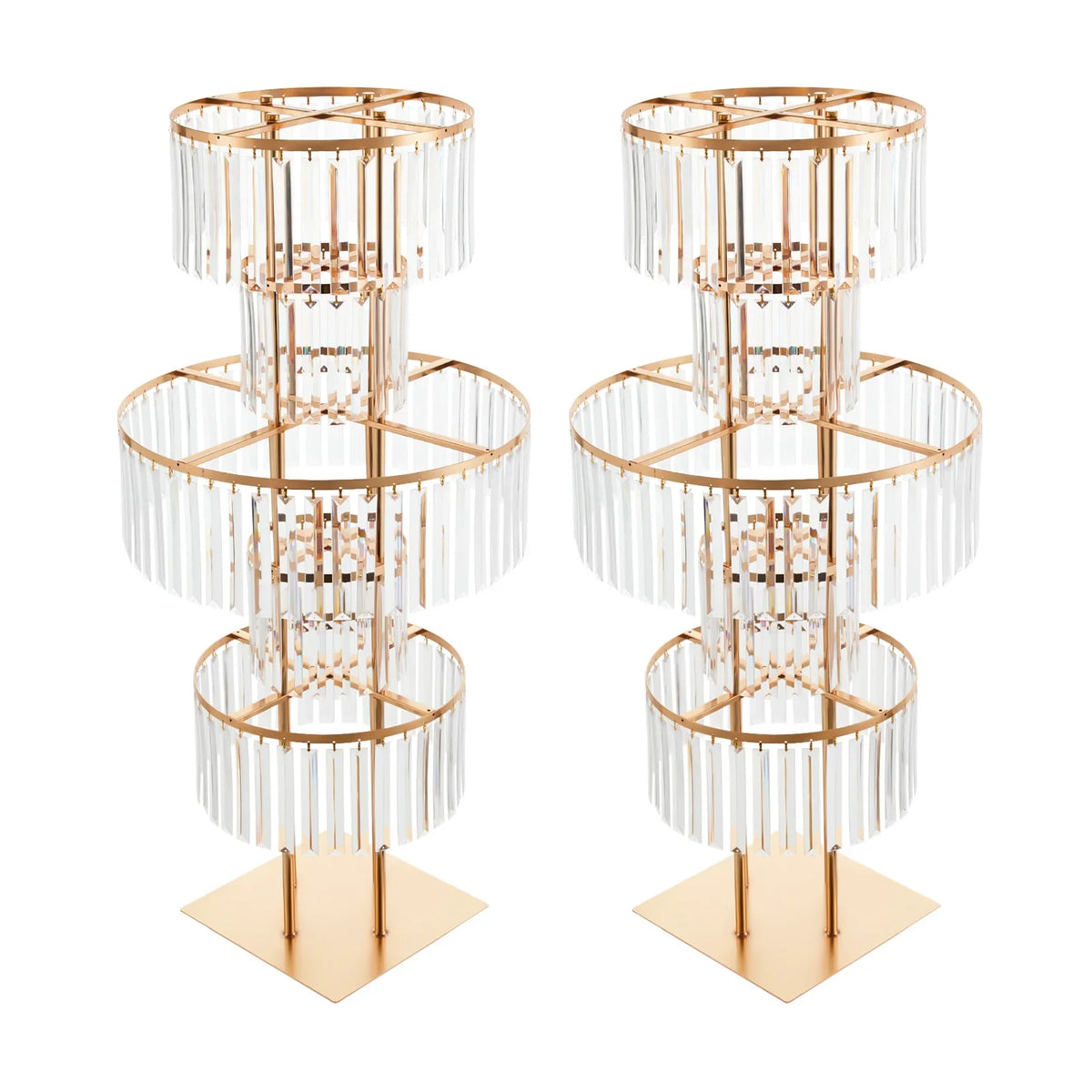 Gold Acrylic Wedding Flower Stand, Freestanding Decorative Vase Display with Electroplated Iron Frame, 1- or 2-Piece Options - product view 2