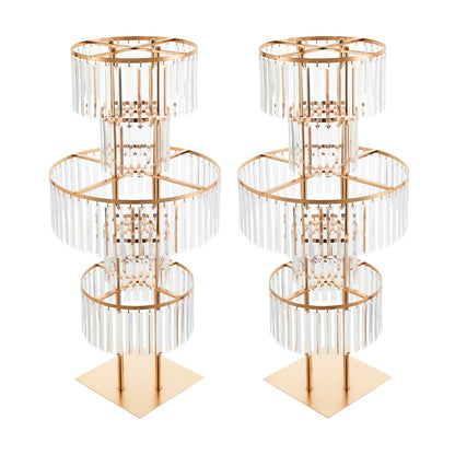 Gold Acrylic Wedding Flower Stand, Freestanding Decorative Vase Display with Electroplated Iron Frame, 1- or 2-Piece Options - product view 2