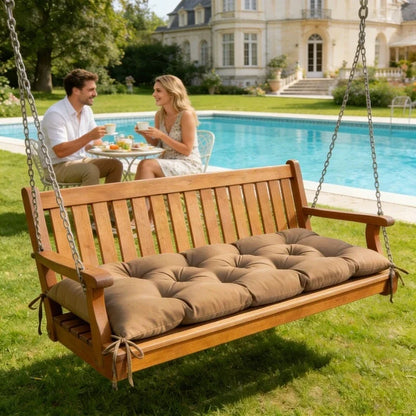 Outdoor Bench Cushion, Breathable Cotton-Filled Rectangle Seat Pad with Adjustable Ties, 120x48cm or 150x48cm - product view 4
