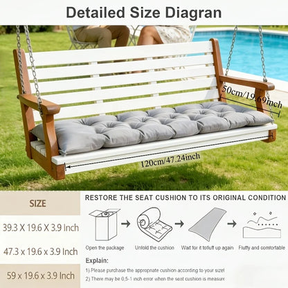 Outdoor Bench Cushion, Breathable Cotton-Filled Rectangle Seat Pad with Adjustable Ties, 120x48cm or 150x48cm - product view 6