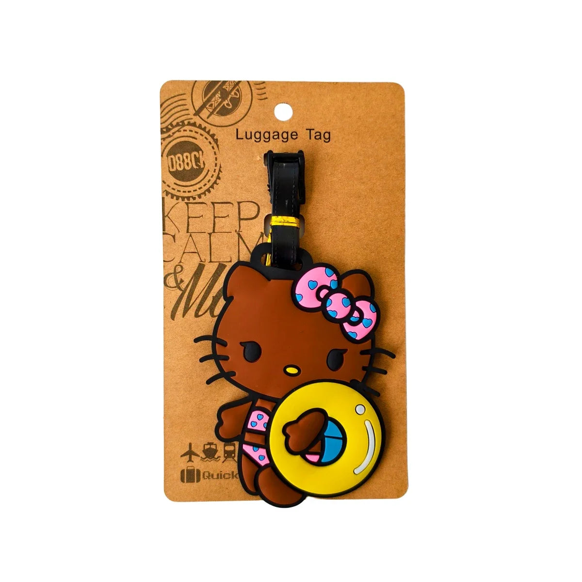 Cat Luggage Tag, Animal Print Suitcase ID and Address Holder, Portable Travel Label with Bowtie-Inspired Design - product view 1