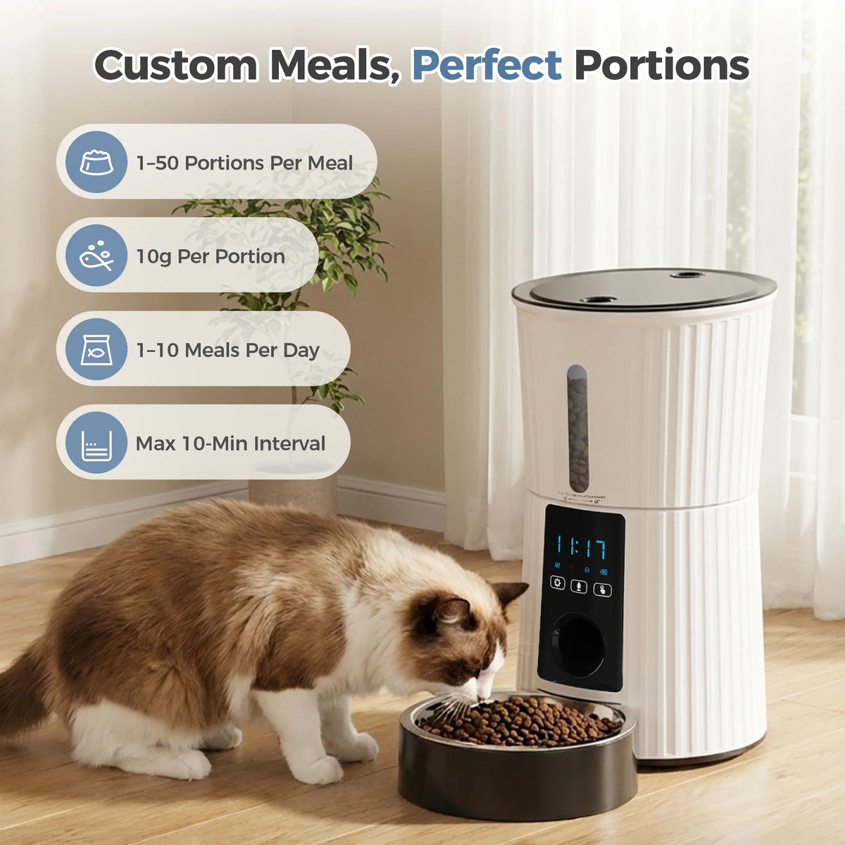 4L Automatic Pet Feeder, WiFi App Control, Scheduled Portions, Voice Recorder and Backup Battery Power - product view 5