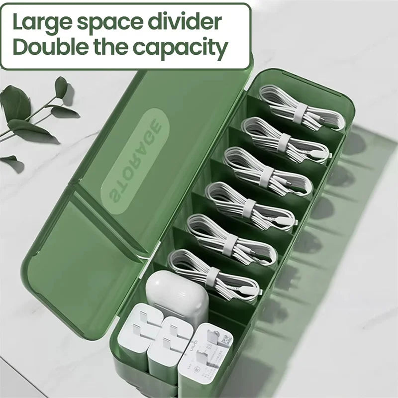 Cable Storage Box, 7-Compartment Organizer with Large Opening, Label-Friendly Design, PP Construction for Home and Office - product view 4