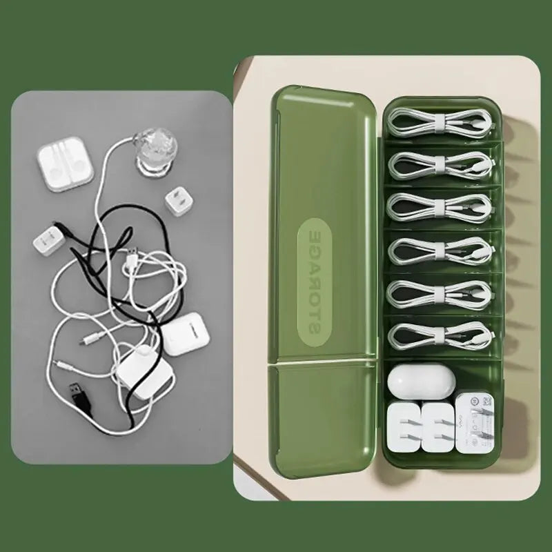 Cable Storage Box, 7-Compartment Organizer with Large Opening, Label-Friendly Design, PP Construction for Home and Office - product view 6