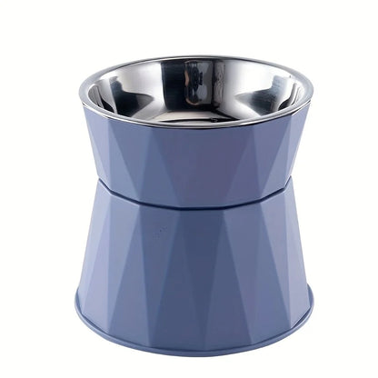 Elevated Stainless Steel Pet Feeding Bowl, Blue, White or Pink, Cylindrical Design for Dog and Cat Mealtimes - product view 1