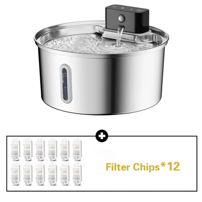 3.2L Automatic Pet Water Fountain, Stainless Steel, Motion Sensor, 3 Water Modes and Replaceable Filter Options for Cats and Dogs - product view 6