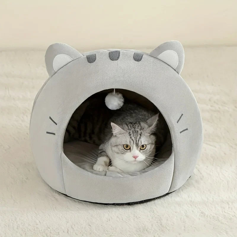Plush Cat Bed, Breathable Cave House with Cushion, Cozy Sleeping Tent for Small and Medium Cats and Dogs - product view 1