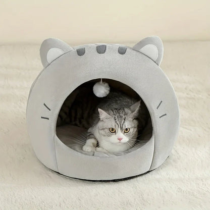 Plush Cat Bed, Breathable Cave House with Cushion, Cozy Sleeping Tent for Small and Medium Cats and Dogs - product view 1