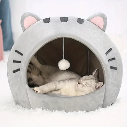 Plush Cat Bed, Breathable Cave House with Cushion, Cozy Sleeping Tent for Small and Medium Cats and Dogs - product view 2