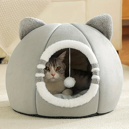 Plush Cat Bed, Breathable Cave House with Cushion, Cozy Sleeping Tent for Small and Medium Cats and Dogs - product view 5
