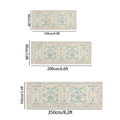 Bohemian Floral Runner Rug, Machine-Washable Anti-Slip Fade-Resistant Polyester Mat with PVC Backing - product view 4