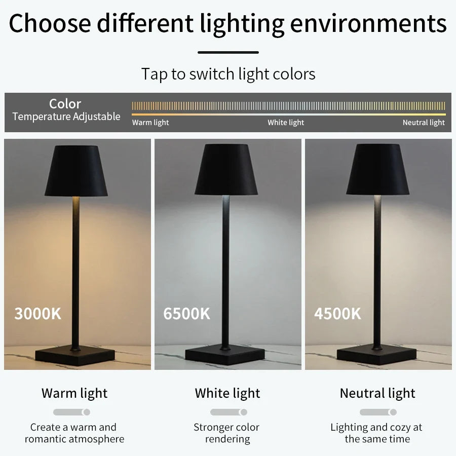 Rechargeable LED Desk Lamp, Touch Control, 3 Brightness Levels, 3 Color Temperatures, USB-C - product view 4