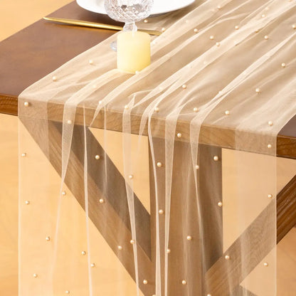 Gauze Table Runner, 76cm x 3m, White Pink or Beige Elastane Cheesecloth Decor for Easter Weddings and Parties - product view 3