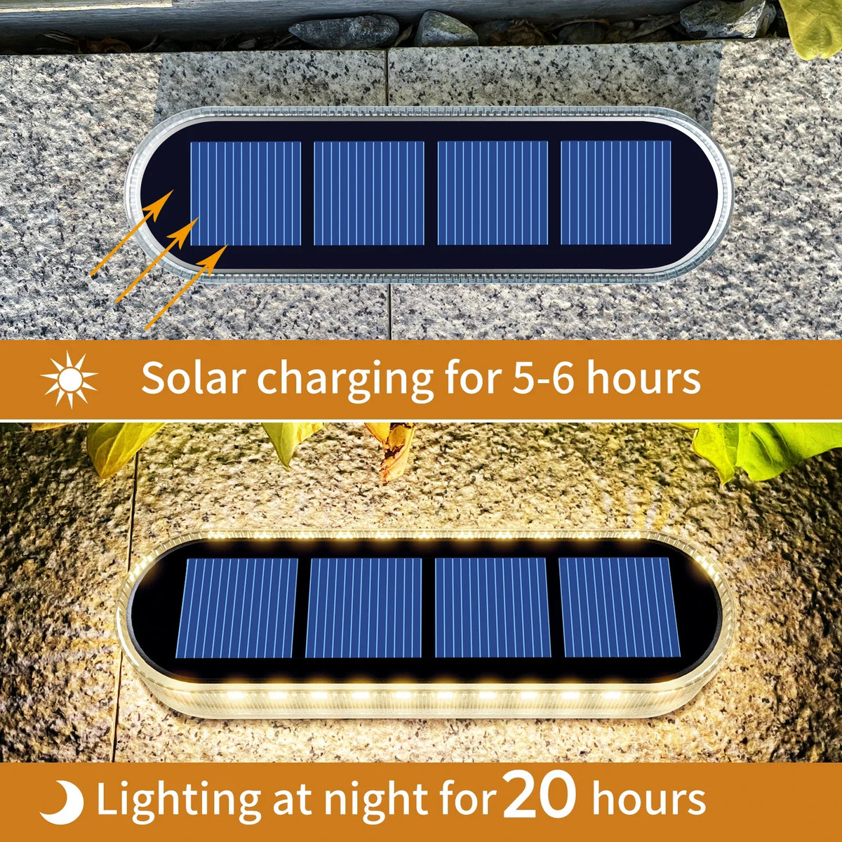 Solar Deck Lights, 4-Pack IP68 Waterproof LED Step Lights, Auto On/Off, 16+ Hour Runtime, 5-Ton Pressure Resistance for Driveways - product view 5