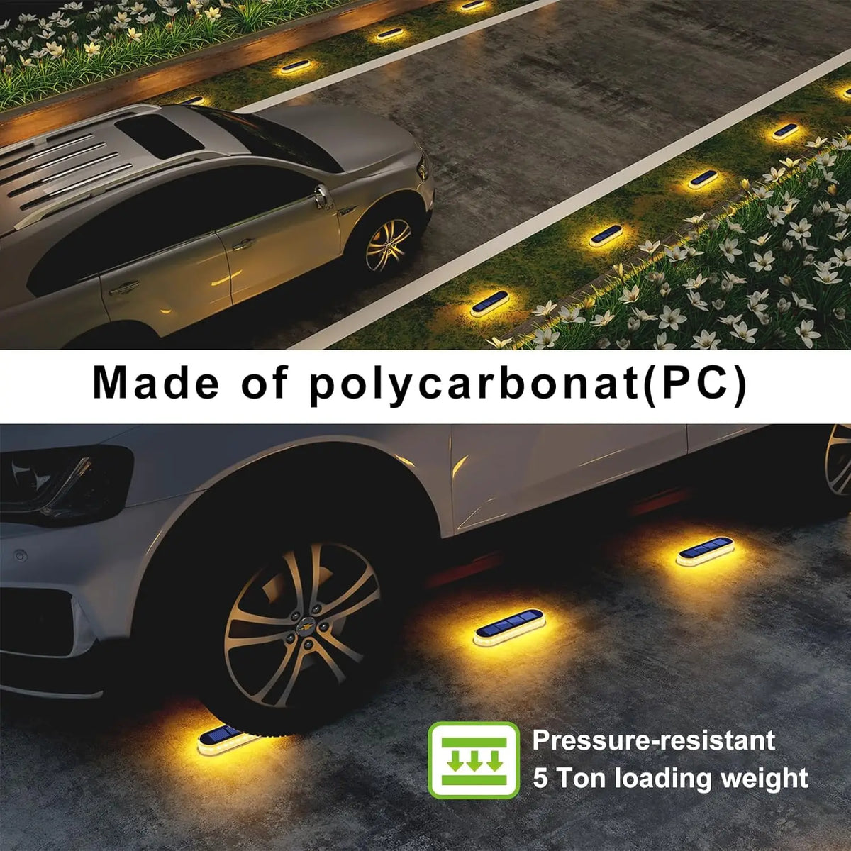 Solar Deck Lights, 4-Pack IP68 Waterproof LED Step Lights, Auto On/Off, 16+ Hour Runtime, 5-Ton Pressure Resistance for Driveways - product view 6