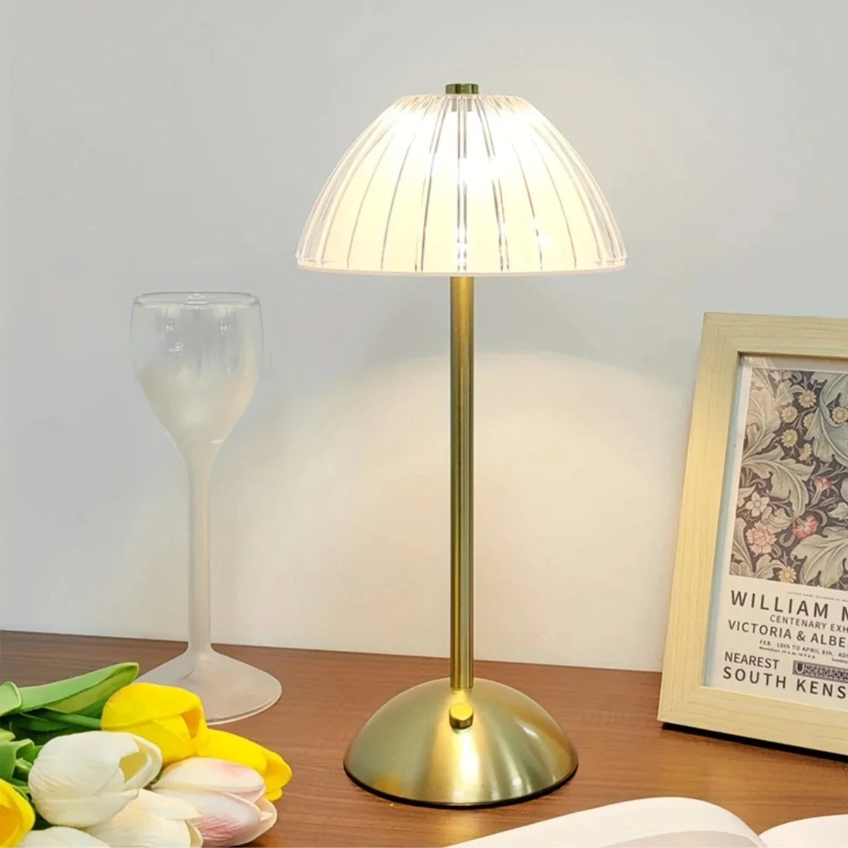 Rechargeable Table Lamp, Touch-Controlled Dimmable LED Night Light, 0–5W DC Wireless Bedside Lamp in Gold - product view 4