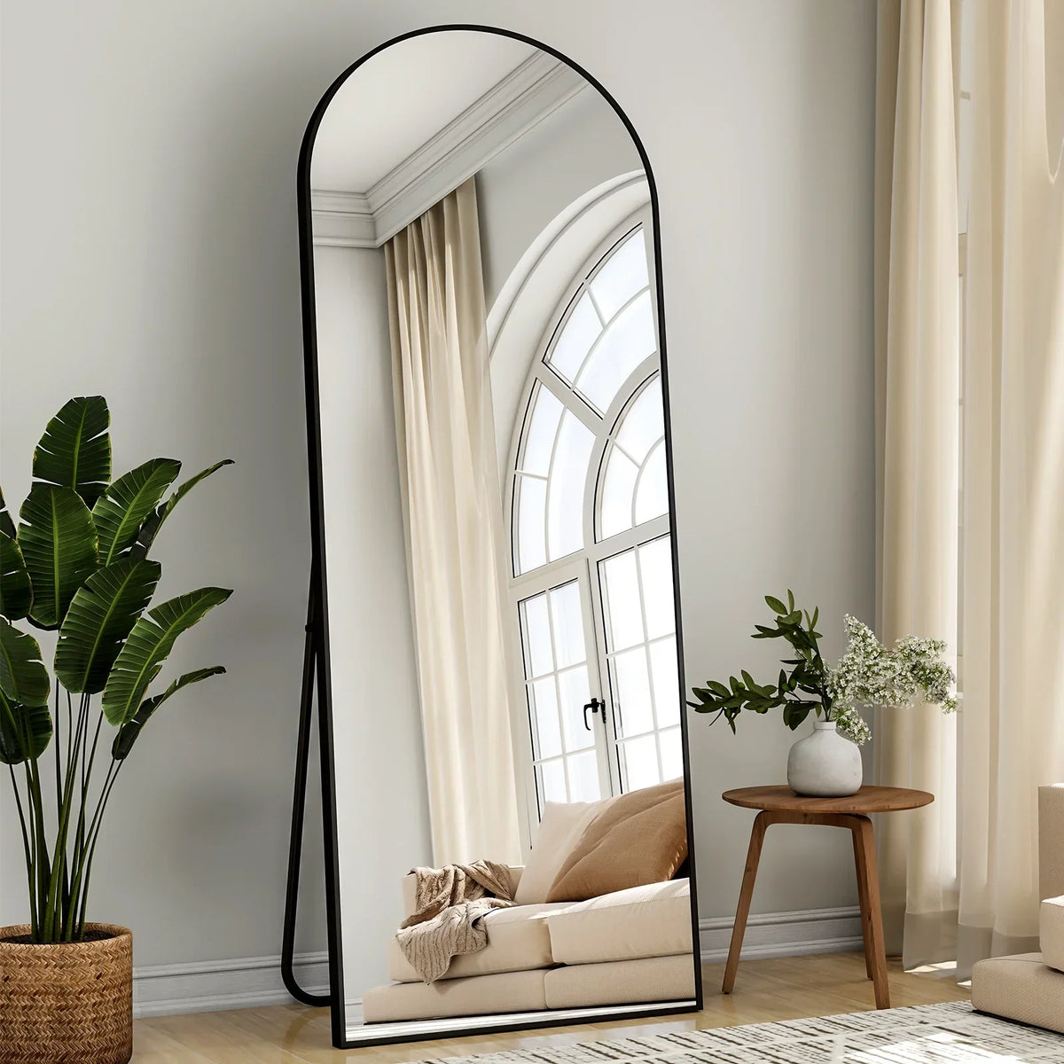 Arched Full-Length Mirror, Freestanding Full Body Floor Mirror in 59, 64 or 71 Inch Sizes for Dressing and Home Decor - product view 2