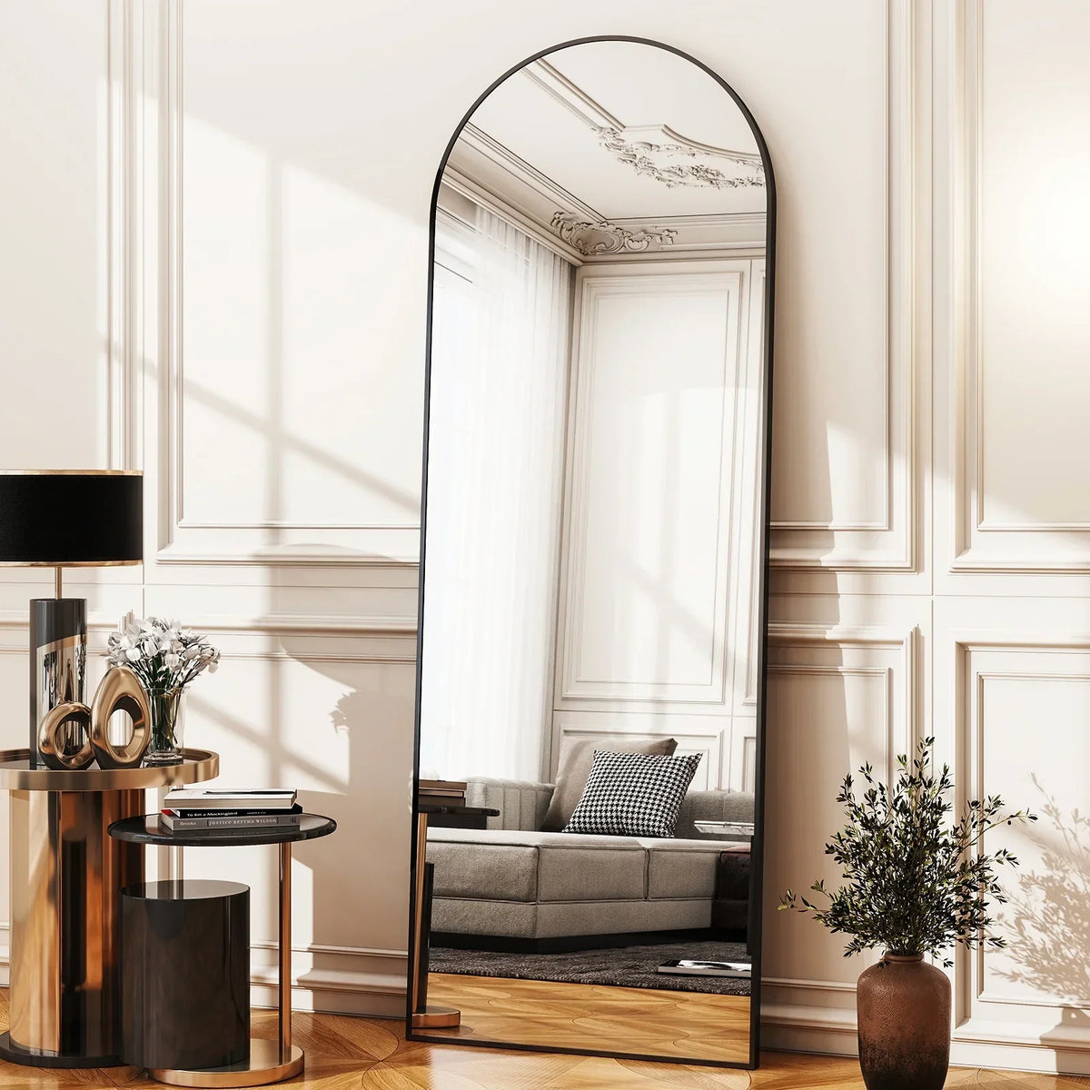 Arched Full-Length Mirror, Freestanding Full Body Floor Mirror in 59, 64 or 71 Inch Sizes for Dressing and Home Decor - product view 5