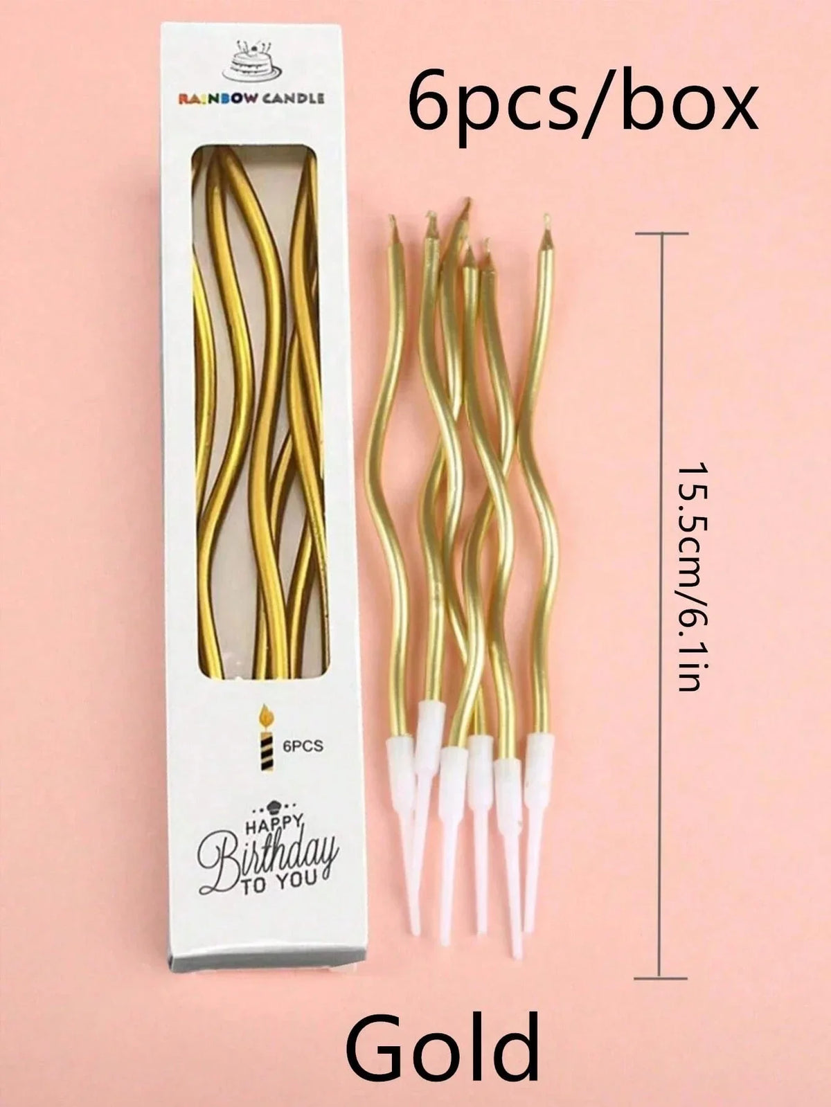 Gold Birthday Candles, Long Metallic Cake Candles in 6-Piece or 12-Piece Sets for Birthday Cakes and Party Centerpieces - product view 5