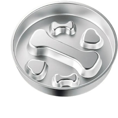 Stainless Steel Slow Feeder Dog Bowl, Double-Sided 304 Maze Design, 22cm Fish, Bone, Paw or Dog Options - product view 2