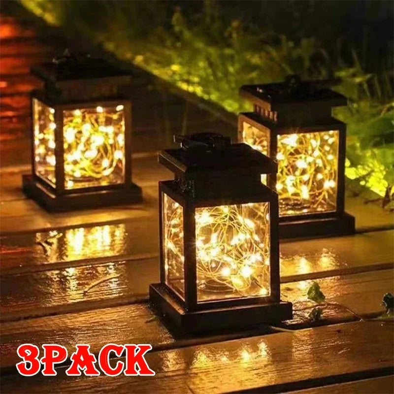 Solar Hanging Lantern, Warm White LED Garden Light with Clamp, Automatic Light Sensor, ABS Outdoor Patio Party Decor - product view 2