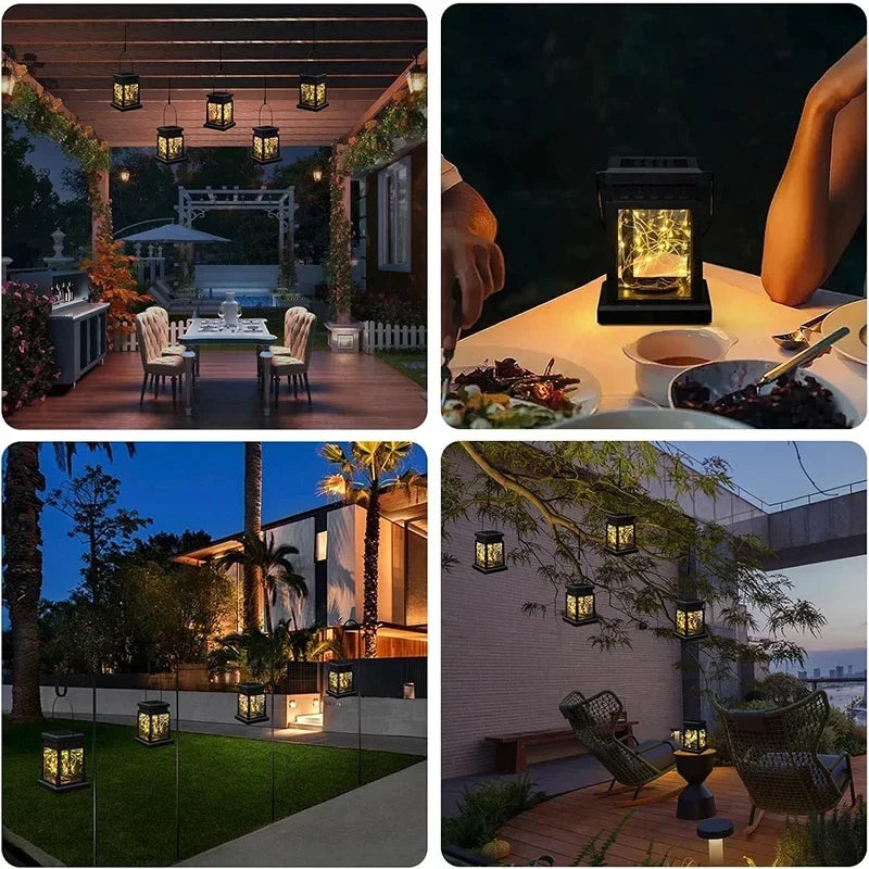 Solar Hanging Lantern, Warm White LED Garden Light with Clamp, Automatic Light Sensor, ABS Outdoor Patio Party Decor - product view 4